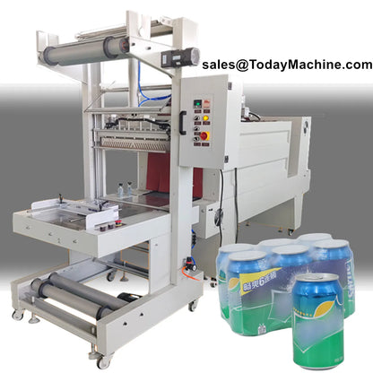 Automatic PE Film Shrink Wrapping Packing Machine for 12 Packs Bottle Water Cans Boxes