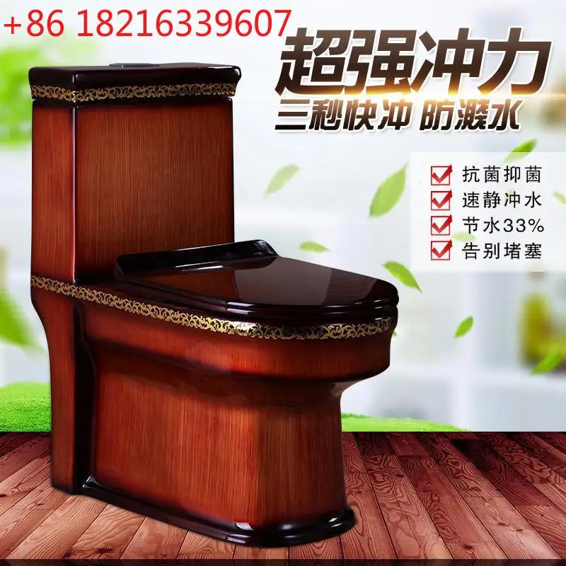 Wood grain toilet toilet household flush  stone grain color personalized super swirl water saving