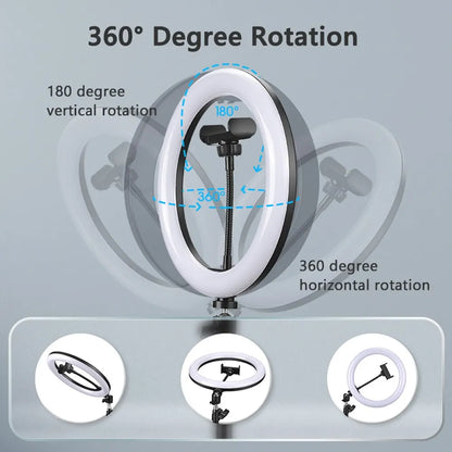 10/8/6/12 Inch Self-Timer Ring Light Photography Fill Light LED Ring Light Kit for Video Recording and Live Broadcast Equipment