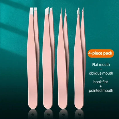 Tweezers For Eyebrow Precision Stainless Steel Hair Facial Hair Removal Splinter Blackhead Slant Tip Angle Tip Pointed Tip