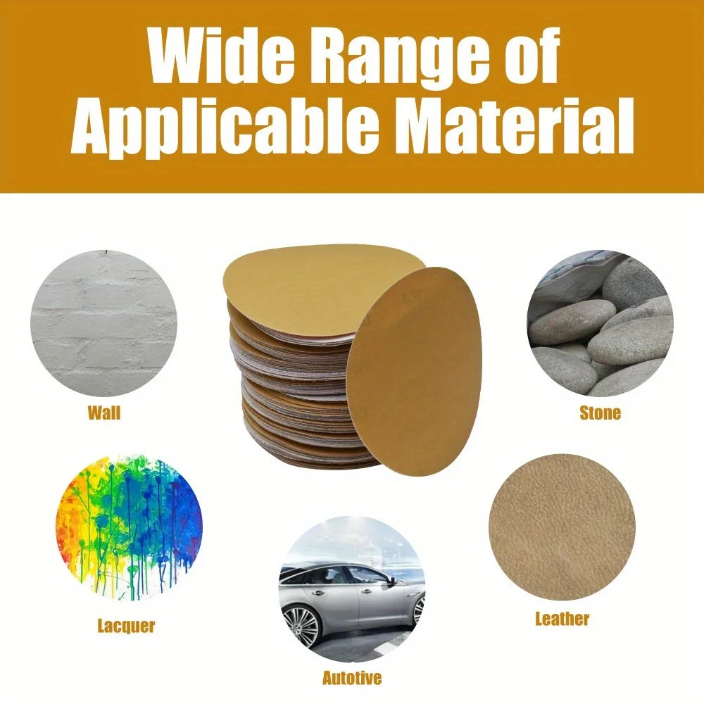100 Pack 6" DiscsHook Loop Pads Sanding Disc Flocking 320 Grit NO-Hole