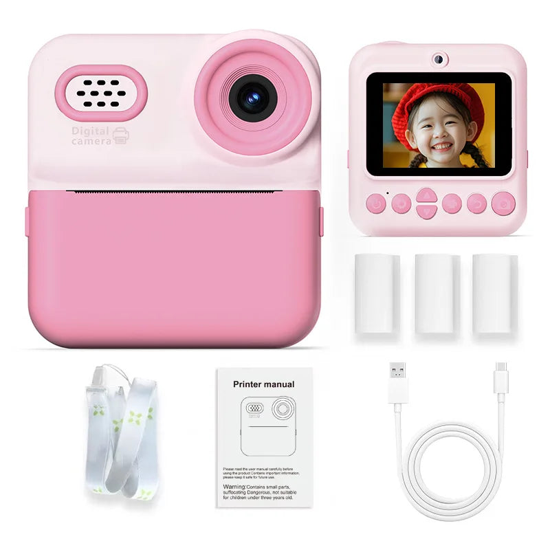 High Definition Digital Camera for Children's Photography Miniature Thermal Print Camera 1080P Video Capture