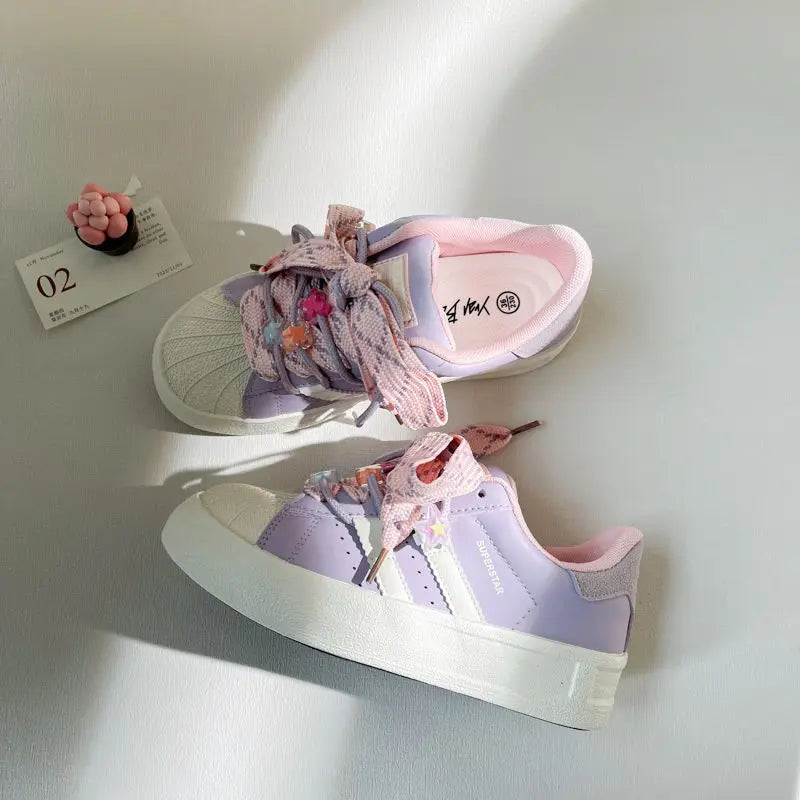 Women's casual shoes popular student sports student junior high school sweet versatile thick bottom girls casual sneakers