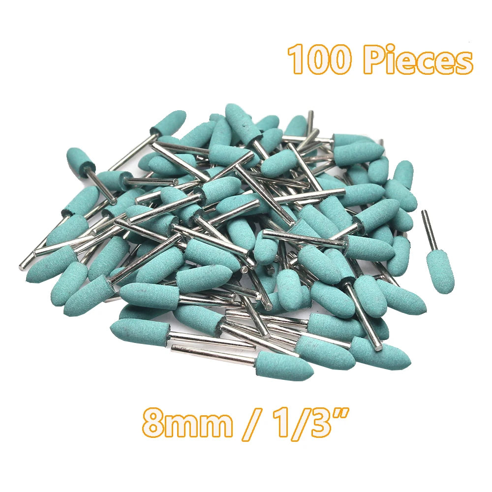 100 pcs/bag Rubber Polishing Points Jewelry Amber Woodcarving Grinding Heads Die Grinder Accessories