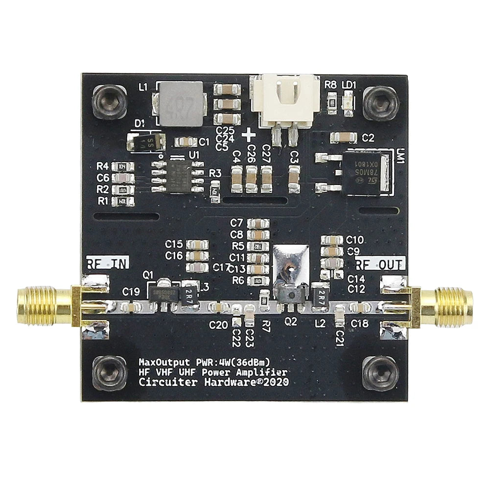 0.5-800MHz 40dB High Gain VHF UHF RF Power Amplifier HF VHF Transmitter Power Amplifier Module for Ham Radio Transmitter Systems