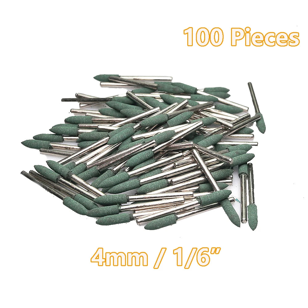 100 pcs/bag Rubber Polishing Points Jewelry Amber Woodcarving Grinding Heads Die Grinder Accessories