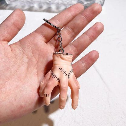 Wednesday Keychain Creative Addams PVC Hand Model Gothic Backpack Decoration Accessories Cartoon Desk Ornaments Halloween Gift