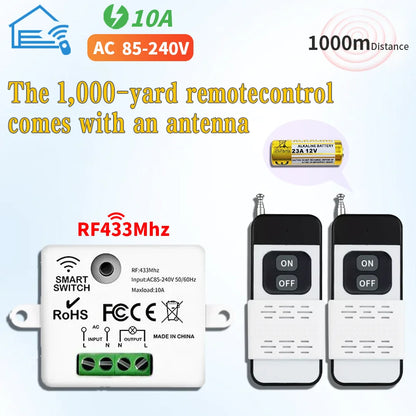 433MHz Wireless Remote Control Light Switch 220V 110V 10A Relay Controller Mini Round Button Wall Panel Switch For Lighting Led