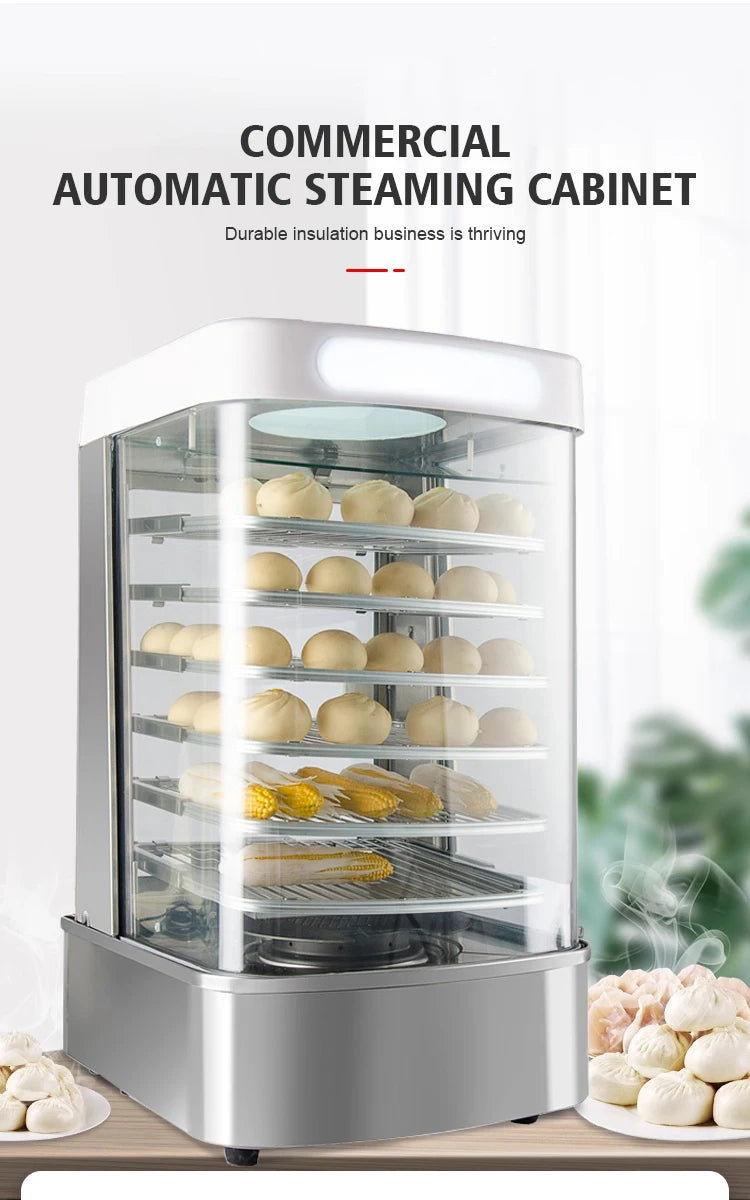 Black Heated Display Cabinet Pie Warmer Hot Food Showcase Fried Chicken Food Display Warmer