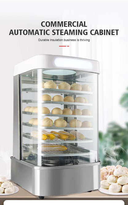 Black Heated Display Cabinet Pie Warmer Hot Food Showcase Fried Chicken Food Display Warmer