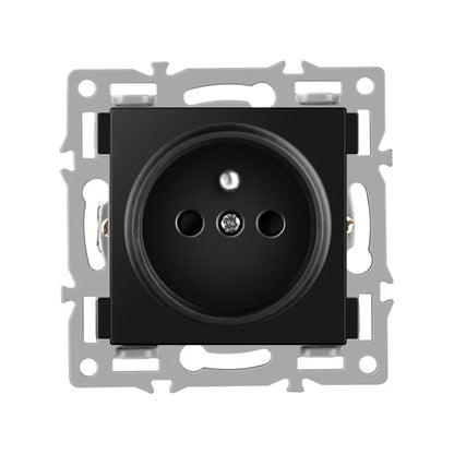 wall-mounted module diy European standard black tempered crystal glass panel socket light switch button function combi