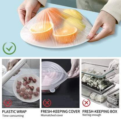 100 Pieces Disposable Food Covers Food Storage Container Covers Waterproof Elastic Food Wrap for Outdoor Kitchen
