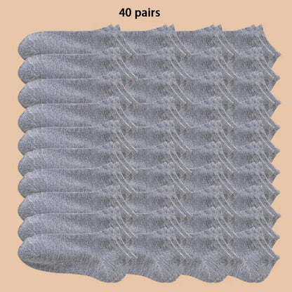 Unisex 40/20/10 Pairs of Solid Color Socks, Soft and Lightweight Ankle Socks, WOMEN'S Casual Boat Socks, Low Cut Ankle Socks