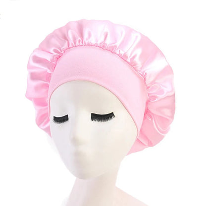 Women's Wide Brim Nightcap Silk Bonnet Hair Wrap for Sleeping Sleep Cap With Elastic Soft Band Sleep Cap With Elastic Soft Band