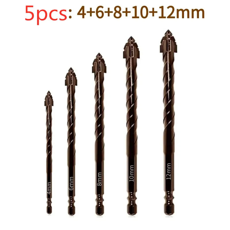 10/7PCS Serrated Drill Bits Set High Strength Special Serrated Twist Bits 3-12mm For Concrete/Tile/Glass Drilling Tools Set