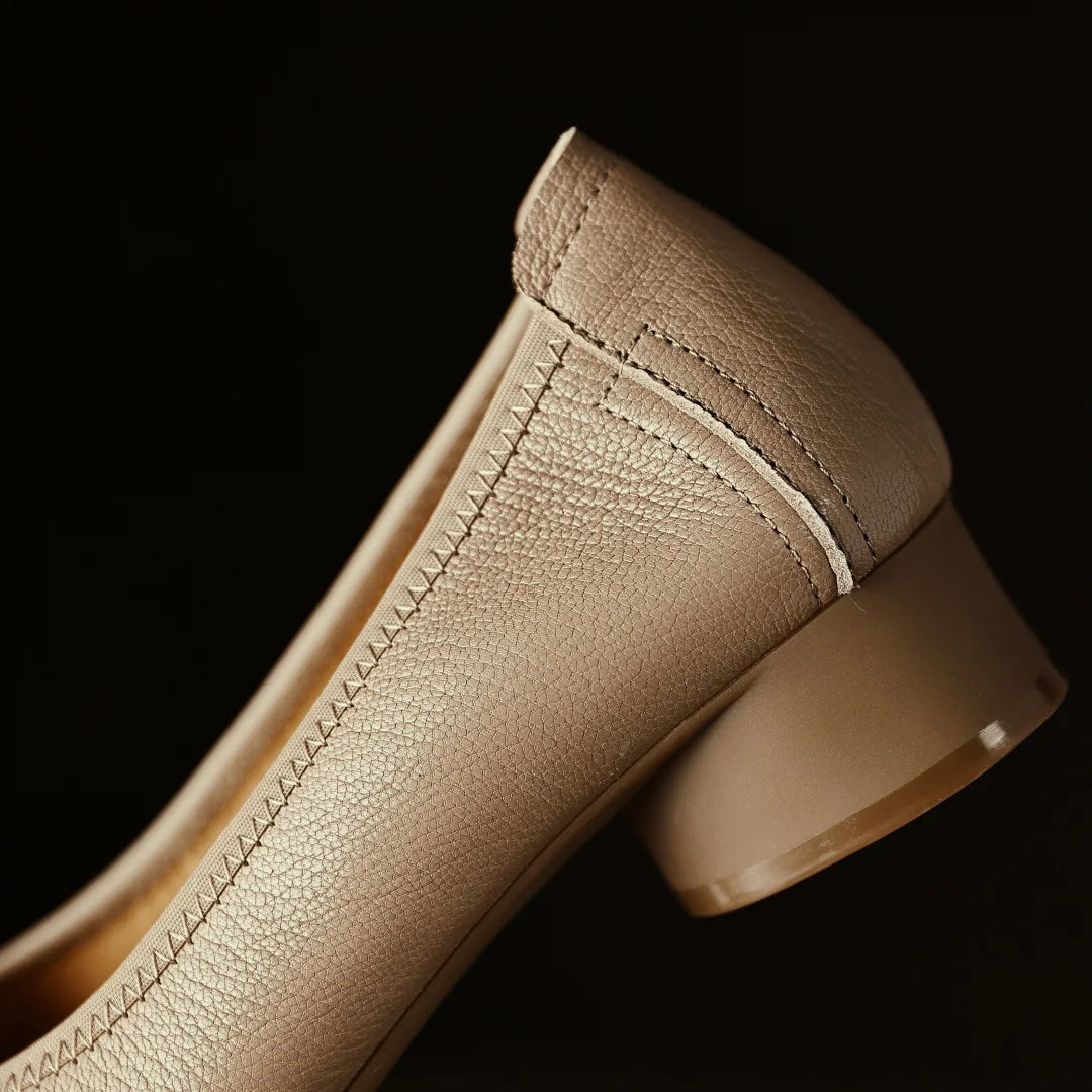 Women's sheepskin square toe slip-on pumps elegant ladies OL style 3cm round low heel daily slim dress heeled shoes for woman