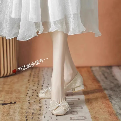 Women's 2025 New Style Fall Evening Soft Sole Low Top Wedding Shoes Daily Wearable Comfortable Polyurethane Sole Rubber Upper