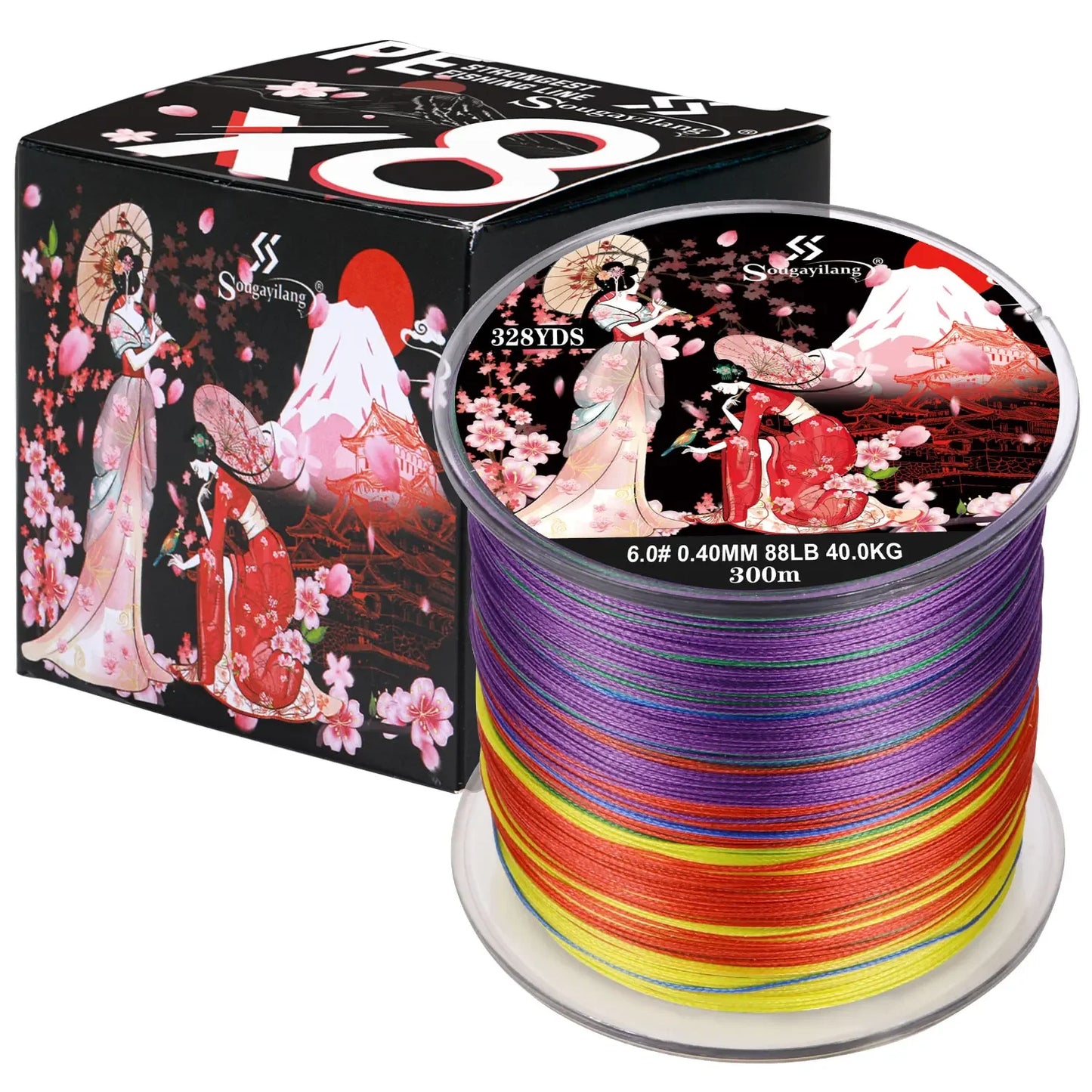 Sougayilang 300M 8 Strands Braided Fishing Line Multifilament Japan Fishing Lines X8 Fishing Line Braided Wire Bass Carp Fishing