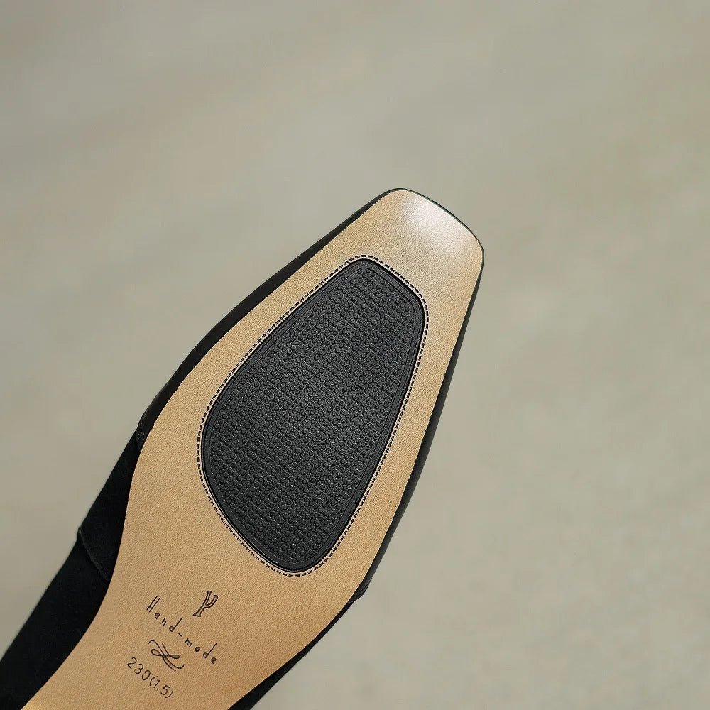 【JOCHEBED HU】Handmade Genuine Leather Low Cut Metal Heel Women's Shoes Comfortable Casual Footwear  34-40