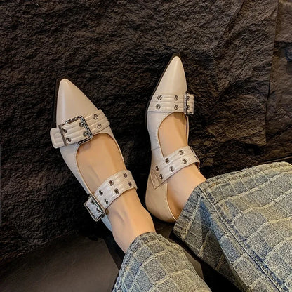Women's Shoes Designer Luxury Low Heel Pumps Buckle Fashion Ladies Flats Shoe Mules Slingback Pointed Toe Casual Platform Sandal