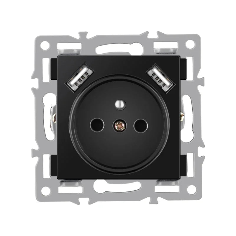 wall-mounted module diy European standard black tempered crystal glass panel socket light switch button function combi