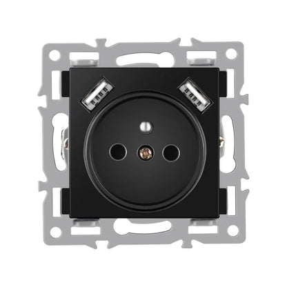 wall-mounted module diy European standard black tempered crystal glass panel socket light switch button function combi