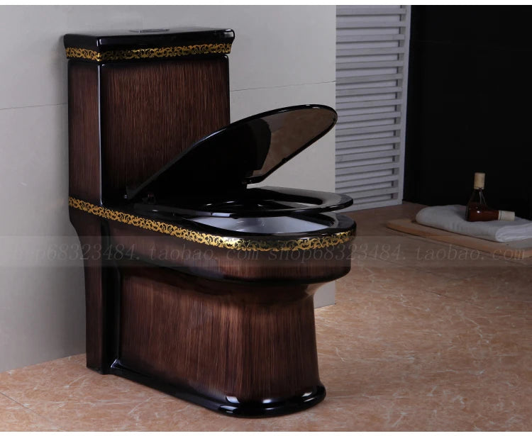 Wood grain toilet toilet household flush  stone grain color personalized super swirl water saving