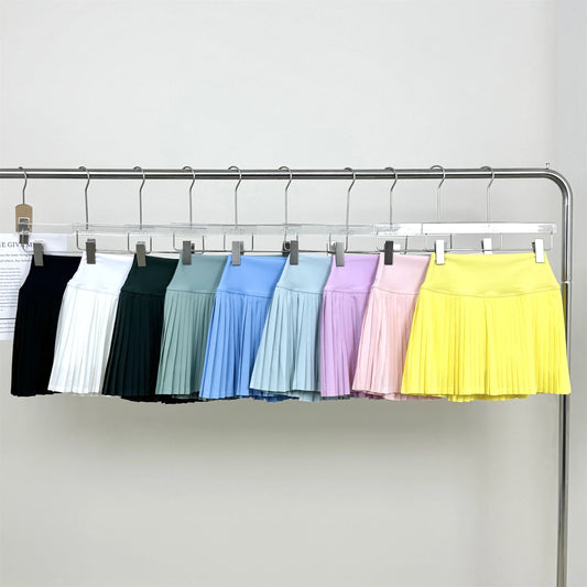 Women's Spor Bicolor Skirt with Se Pants Elastic Faionable f-length Tee-quarter Length Anti-exposure Sportswear