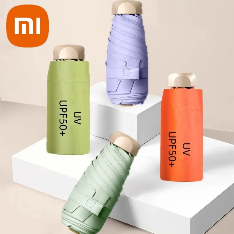 Xiaomi UPF50+ Umbrella Mini Pocket Sun Shade Umbrella Portable Vinyl Folding Rain Travel Umbrella UV Protection Parasol Capsule