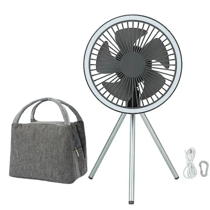 10000mAh Camping Fan Rechargeable Desktop Portable Circulator Wireless Ceiling Electric Fan with Power Bank LED Lighting