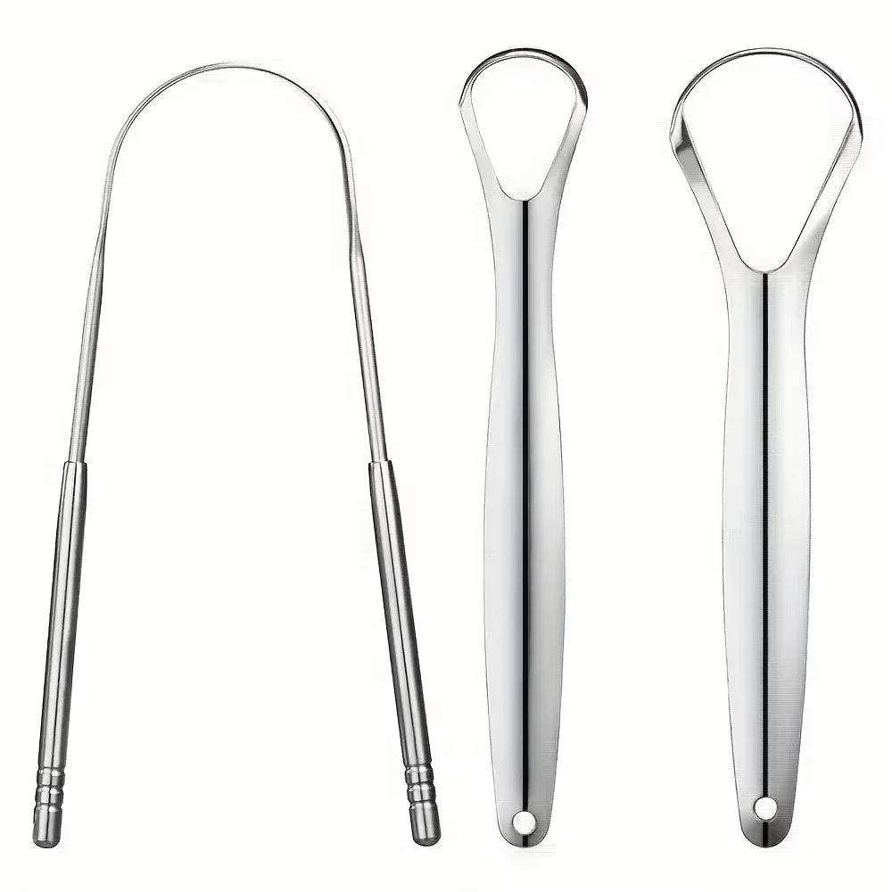 1/3pcs U-Shaped Tongue Scraper Tongue Coating Cleaner Stainless Steel Removes Bad Breath Fresh Breath Cleaning Unisex Oral Tool