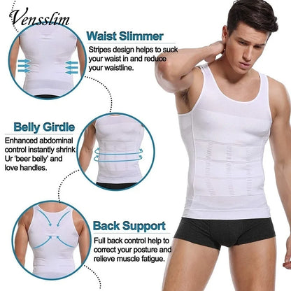 YBFDO Men Body Shaper Slimming Compression Vest Undershirt Seamless Waist Trainer Tank Top Belly Control Weight Loss Shapewear