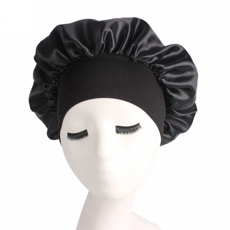 Women's Wide Brim Nightcap Silk Bonnet Hair Wrap for Sleeping Sleep Cap With Elastic Soft Band Sleep Cap With Elastic Soft Band