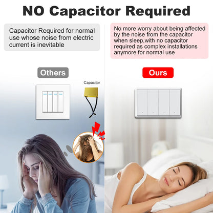 Tuya ZigBee3.0 Smart Switch No Neutral Wire Intelligent US Wall Button Light Switch AC100-240V APP Voice Control With Alexa
