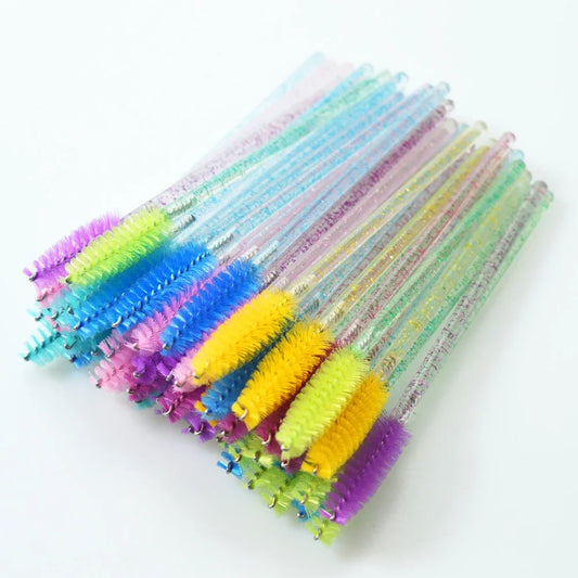wholesale yelash brush makeup brushes 50pcs comb disposable mascara individual 6 color applicator wand lash makeup brushes tools