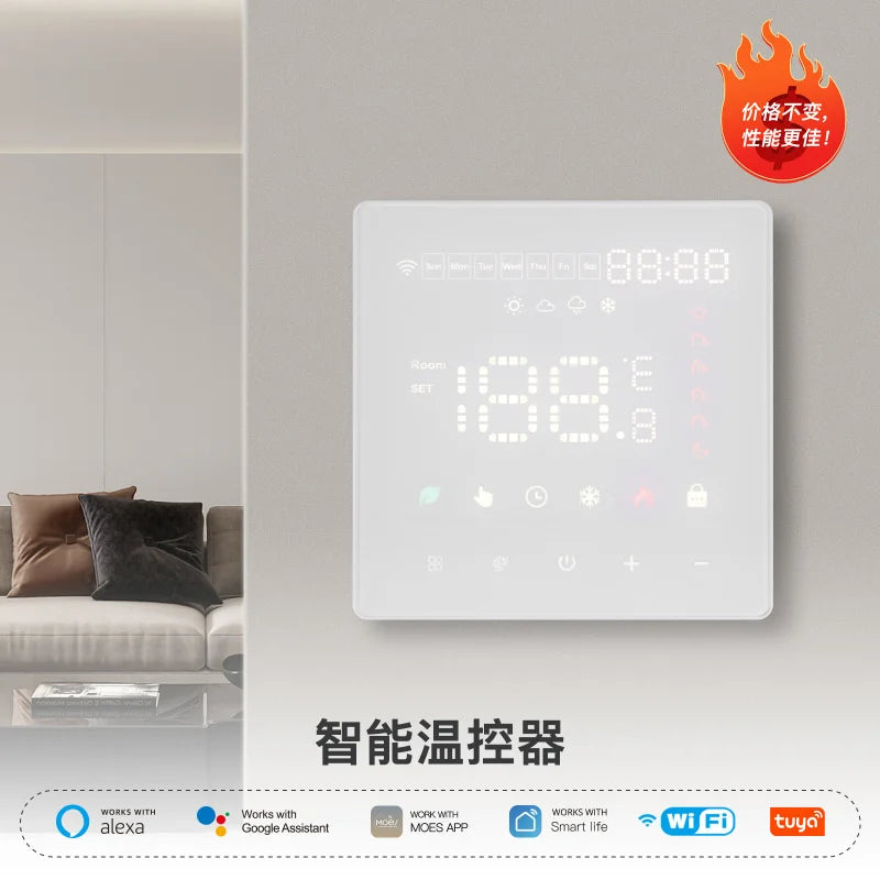 Tuya WiFi Floor Thermostat |       Alexa & App Control |       Timer, Energy Saving |       5A/16A for Heating Systems