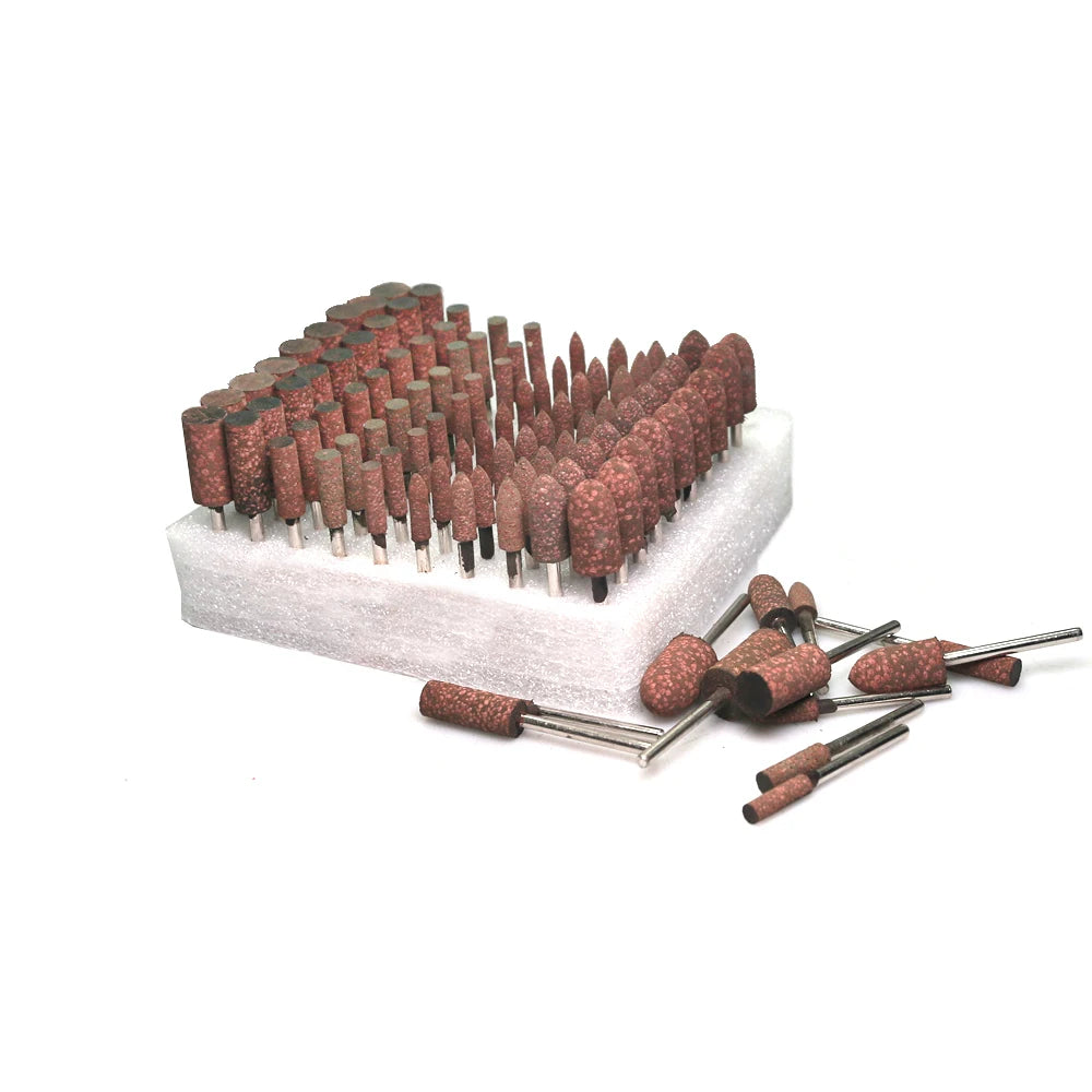 100 pcs/bag Rubber with Abrasives Sharper Mounted Points Coarse Grinding Heads for Metal Mable Glass