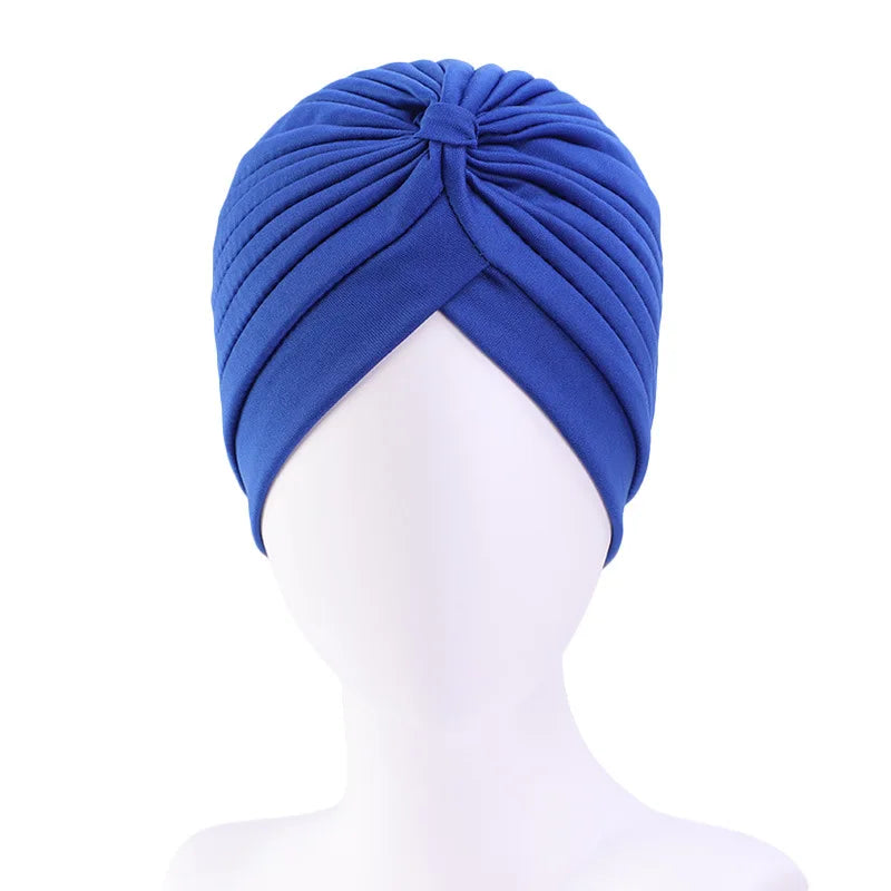 Twist Turban Caps Women Knot Muslim Hijab Shiny Indian Hat Sleep Night Cap Casual Solid Color Headscarf Stretch Head Wrap