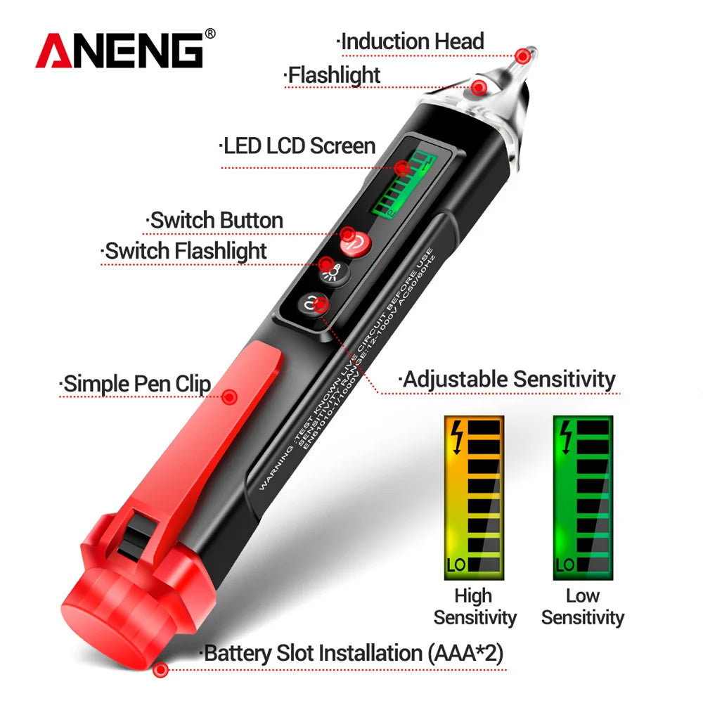 ANENG VC1010 Digital AC/DC Voltage Detectors Smart Non-Contact Tester Pen Meter 12-1000V Current Electric Sensor Test Pencil
