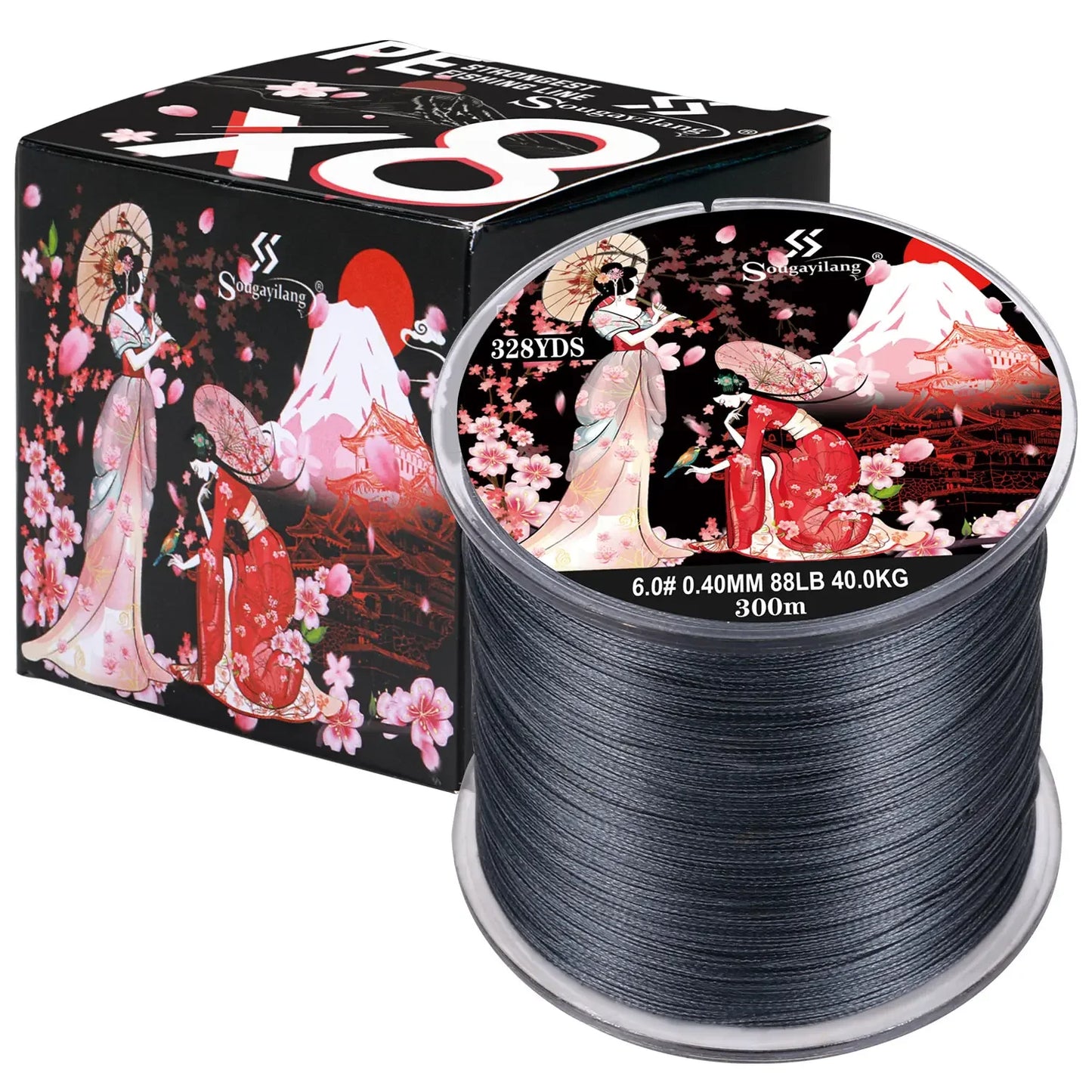 Sougayilang 300M 8 Strands Braided Fishing Line Multifilament Japan Fishing Lines X8 Fishing Line Braided Wire Bass Carp Fishing