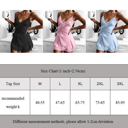 Women's Nightgown Summer Comfort Breathable Sleepwear Silk Satin Lace soft Mini Robe Dress Nightdress Sleepwear Sensual Pajamas