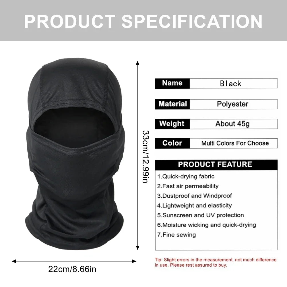 Balaclava militar táctico para bicicleta, a prueba de viento, máscara facial completa, al aire libre, caza, senderismo, cabeza