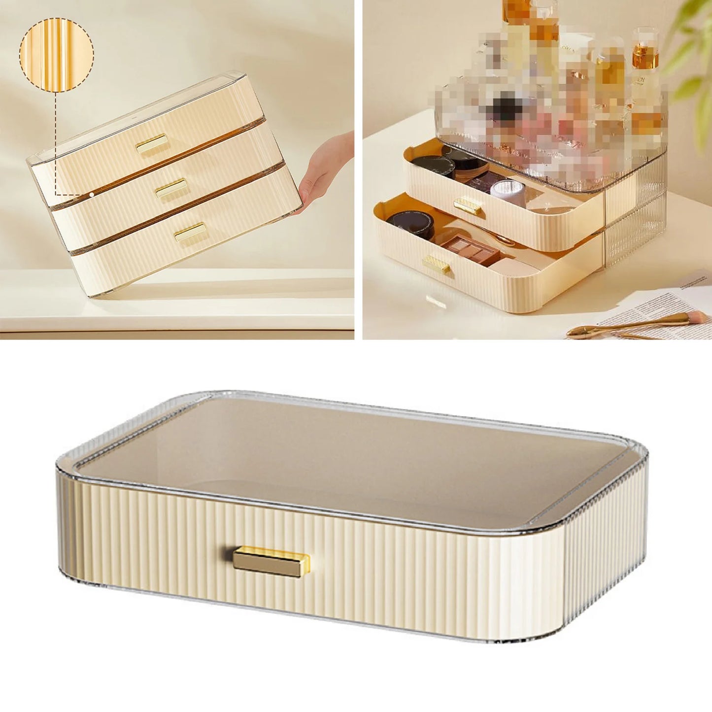 ZK30 INS Storage Makeup Cosmetic Case Waterproof Makeup Organizer Jewelry Box Woman Beauty Skin Care Drawer Home Storage Box