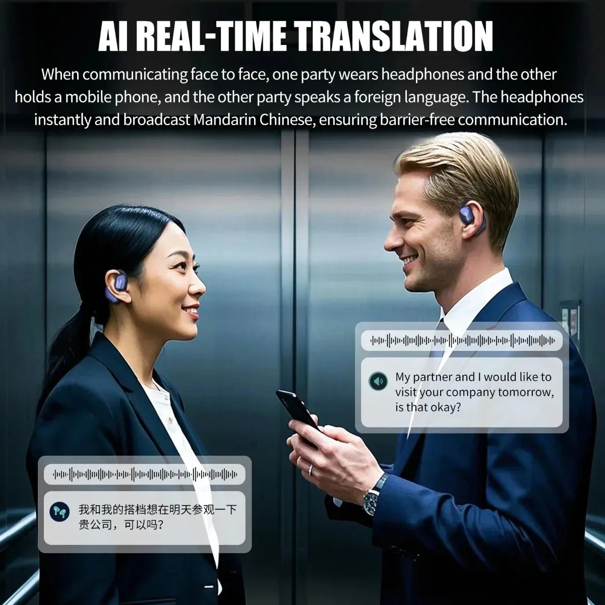 ONIKUMA T209 Translate Earphone Intelligent Real-time AI Translation 134 Languages Wireless Hanging Ear Style Bluetooth Earphone