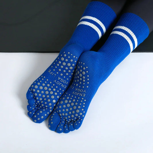 Women Non-slip Five Fingers Yoga Socks Mid-tube Breathable Pilates Sports Sock Ladies Cotton Fitness Dance Ballet Socks