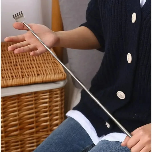 silvery Telescopic Back Scratcher,  Portable Extendable Stainless Steel  Scratchers for Men Women ，Mothers Gifts，Gifts For Men，G