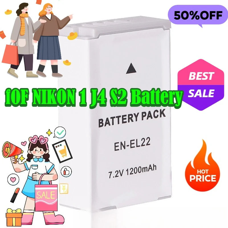 New 7.2V 1200MaH for Nikon EN-EL22 J4 1 S2 Camera Batteries