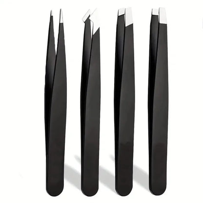 Tweezers For Eyebrow Precision Stainless Steel Hair Facial Hair Removal Splinter Blackhead Slant Tip Angle Tip Pointed Tip