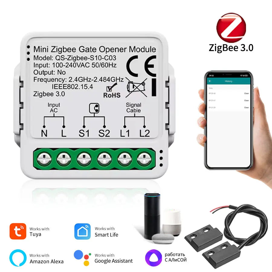 Tuya ZigBee Breaker WiFi Smart Switch 2Way Breaker Relay Module 220V 110V 16A Smart Life APP Voice Control For Alexa Google Home