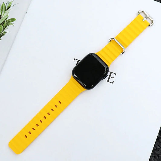 Silicone Ocean strap for Apple watch band Series Ultra 9 8 7 6 5 4 10 SE iwatch bracelet 42mm 44mm 45mm 49mm 40mm 41mm 46mm band